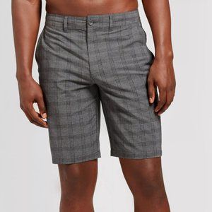 10.5" Grey Black Plaid Hybrid Swim Shorts